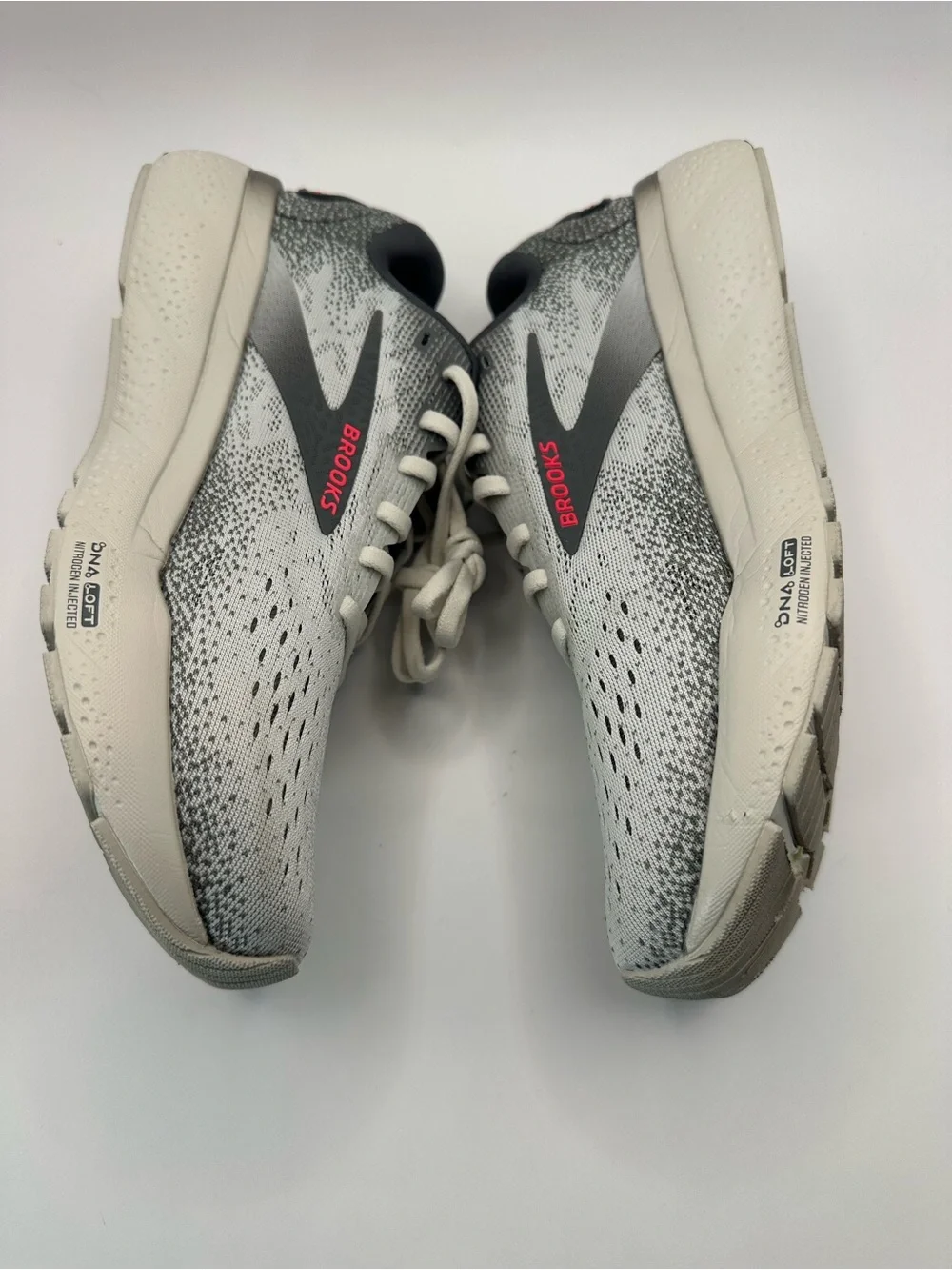 Brooks Running Shoes - Light Gray and Dark Gray with Pink Accents